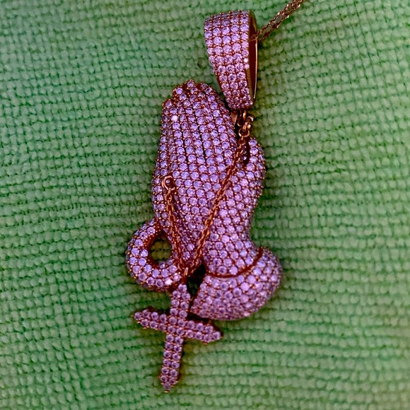 VVS D COLOR MOISSANITE FULLY ICED PENDANT, 18K Gold Plating/.925 Sterling Silver - Picture 5 of 5